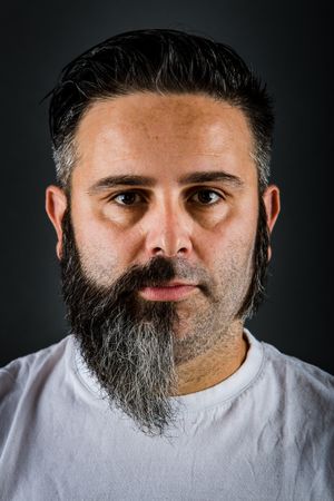Confident man with half beard