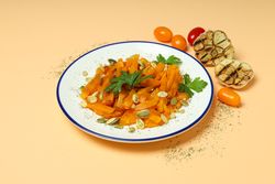 Concept of tasty homemade dish - baked pumpkin