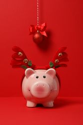 Concept of Christmas finance with piggy bank