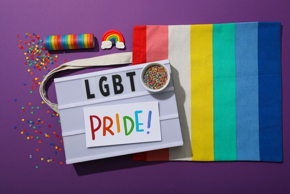 LGBT parade concept, inscription on board.