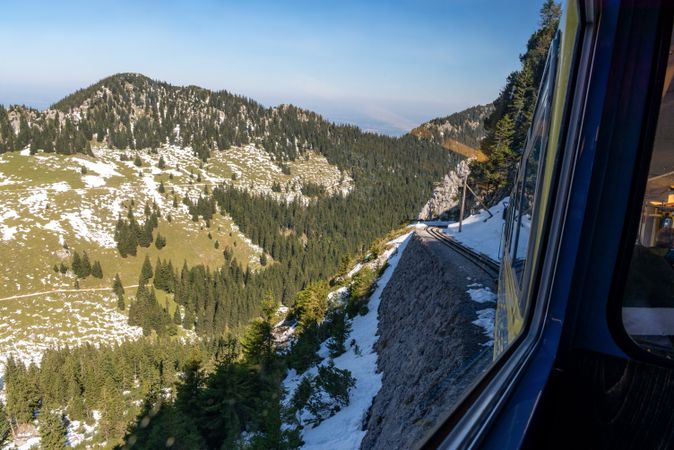 Alpine scenery, view from a cog railway in the Bavarian Alps, Germany