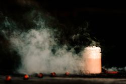 Smoke near coffee and spices