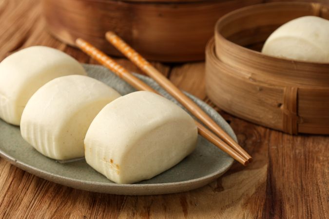 Close Up Steamed Mantou Buns