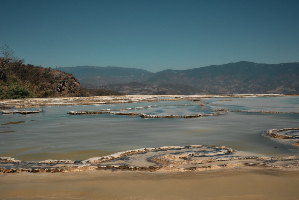 View over empty mountain springs