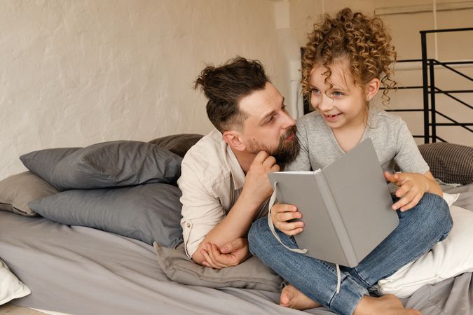 Dad and daughter at home
