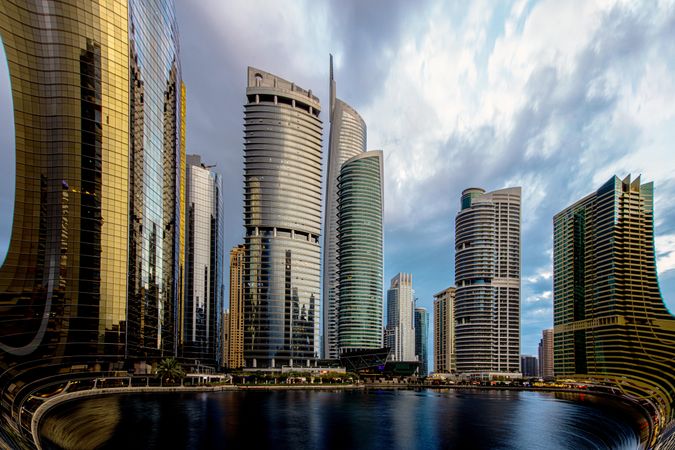 Skyscrapers of UAE across seashore