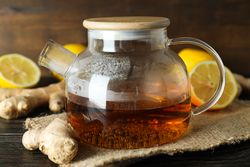 Cold treatment, healthcare concept - tea with ginger