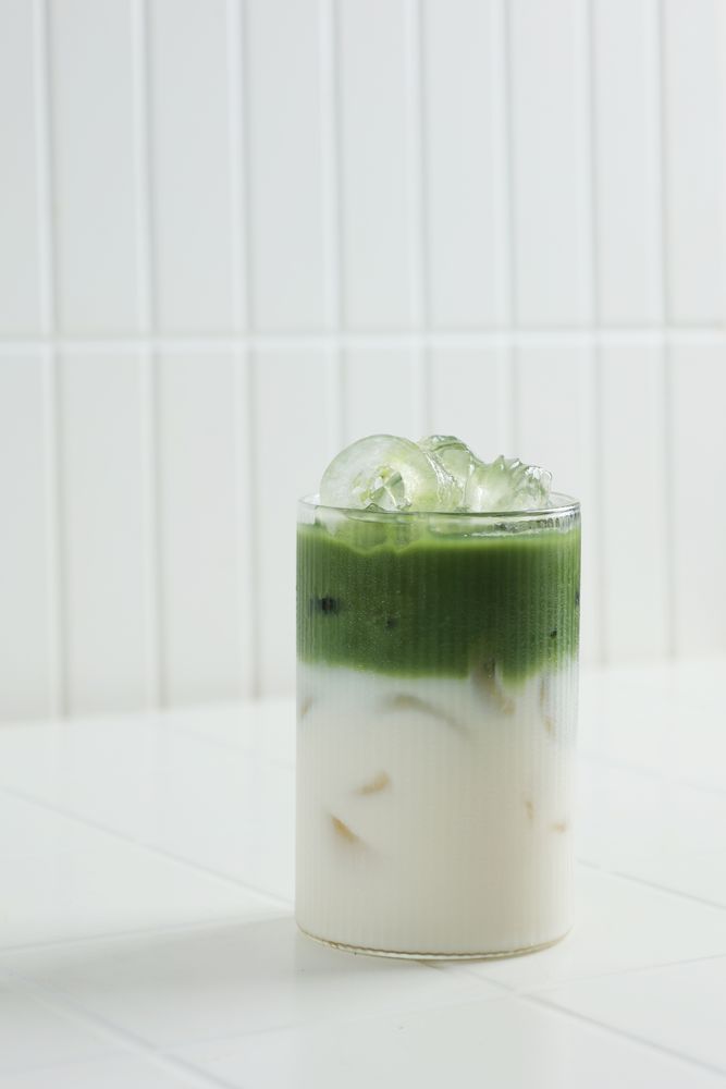 Japanese Iced Matcha Latte, with Whipped Greentea and Milk