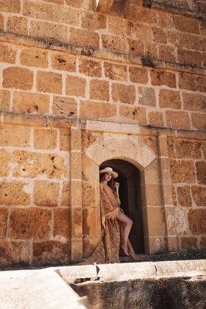 Elegant female in ancient fortress