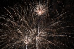 Bright fireworks on night sky