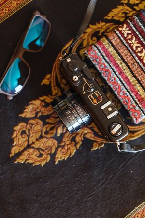 Vintage camera on a decorative table