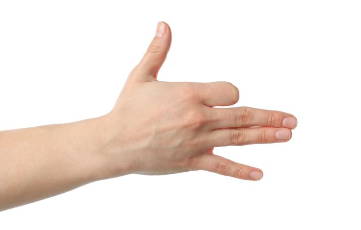 Female hand showing gesture, isolated on blank background