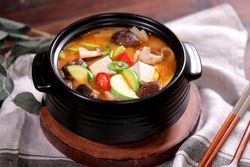 Korean Miso Soup, Korean Healthy Food. Fresh Ingredients.