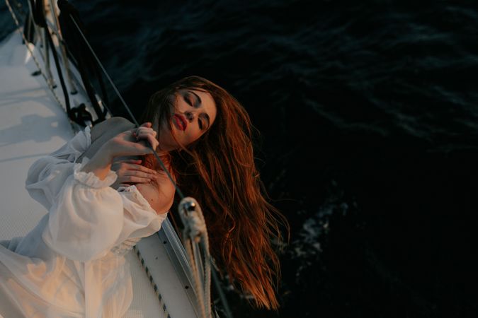 Pretty woman enjoying sea journey