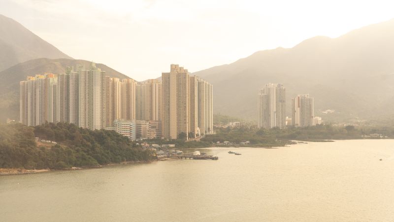 High rise buildings near by seashore in Lantau island, Hong Kong