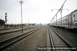Train tracks on an overcast day 486lv0