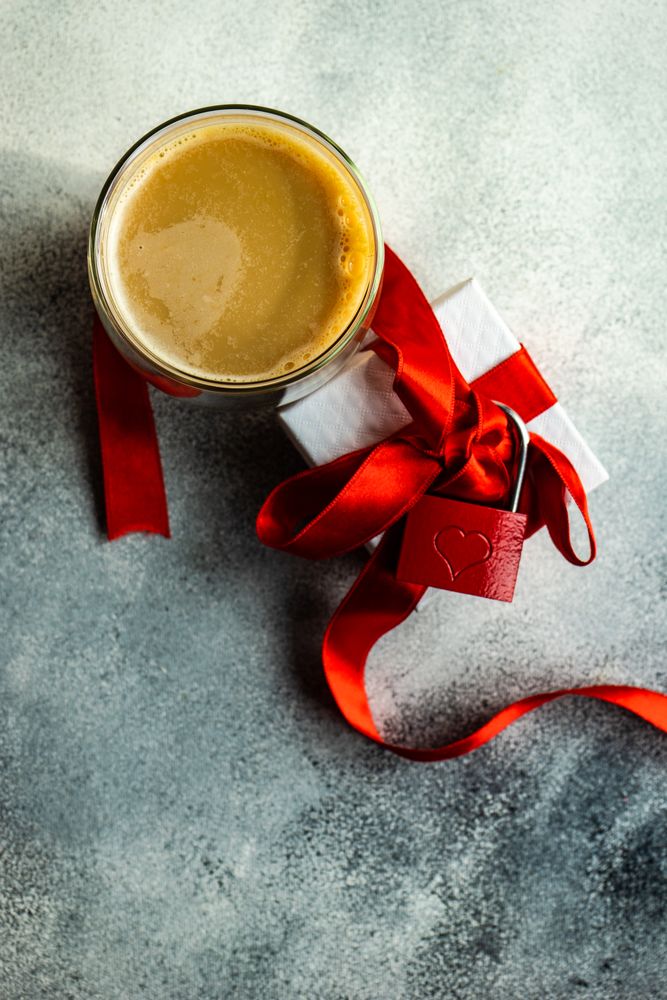 Valentine's day gift box with red lock & coffee