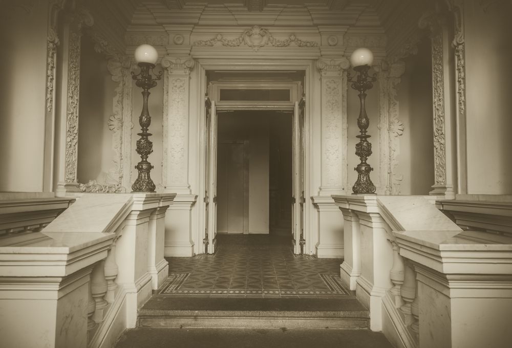 Medieval building hallway and entrance