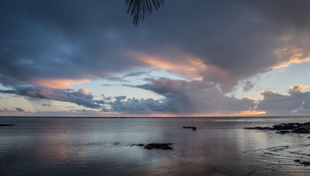 Blue sky at sunrise in Mauritius