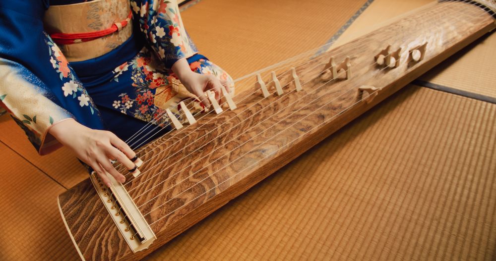 Close Up of a Traditional Japanese Concert Performance.
