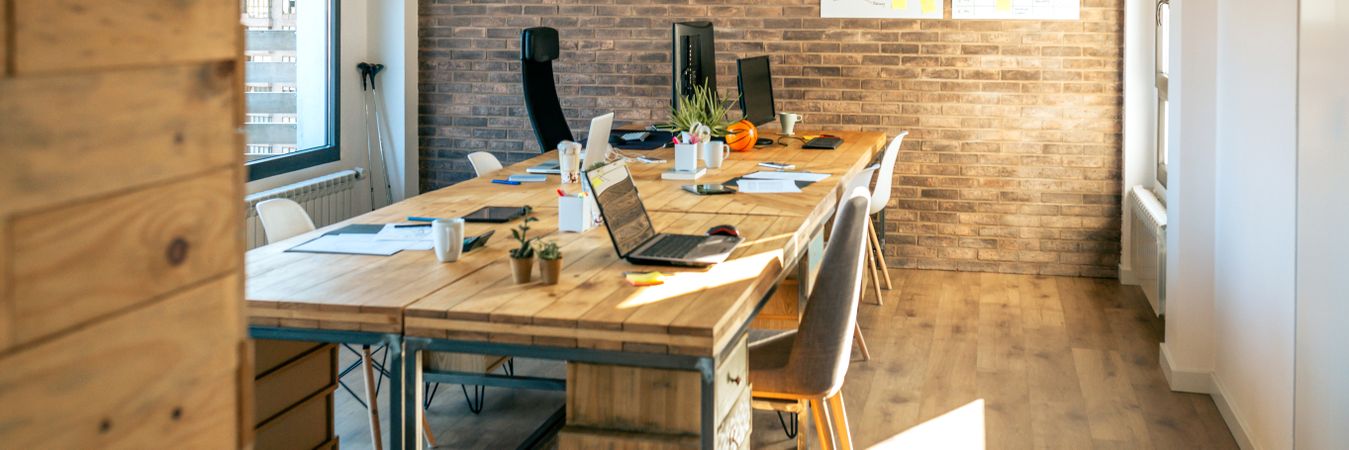 Interior of industrial style coworking office