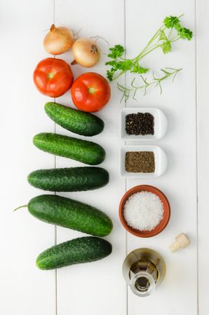 Fresh vegetables on wooden table