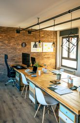 Interior of industrial style coworking office