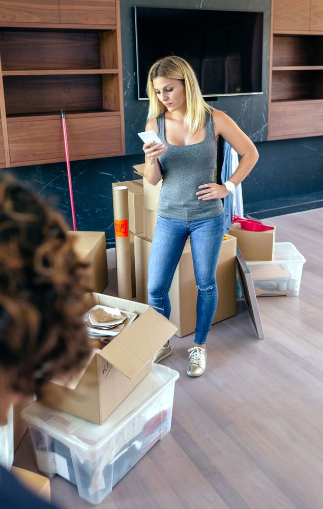 Woman calling on the phone while make a move
