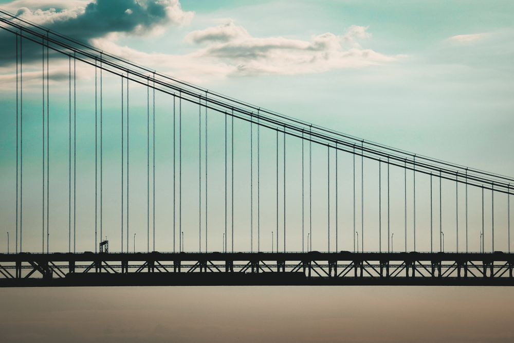 Silhouette of cabled stayed bridge