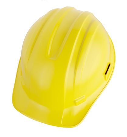 Yellow Construction Hard Hat Isolated on a Blank Background.