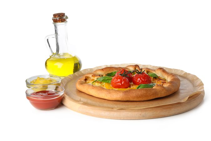 Concept of tasty food, Vegetable galette, isolated on light background