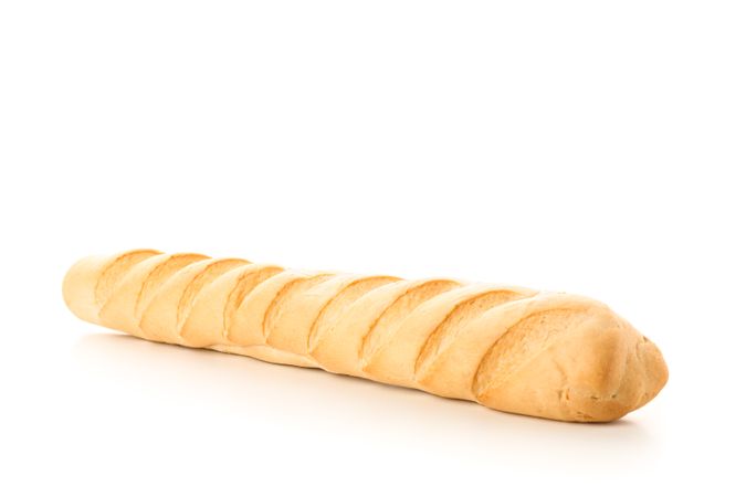 Baguette isolated on blank background. Bakery products