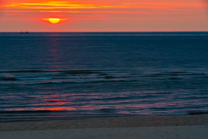 Sunset over sea on Sylt island, Germany