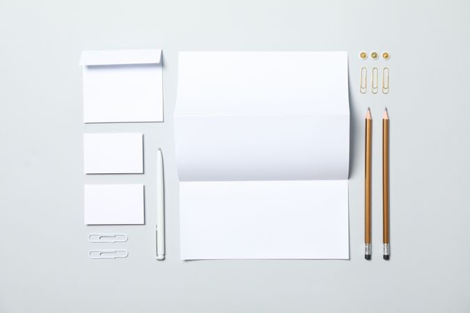 Mockup business brand template on light gray background, space for text