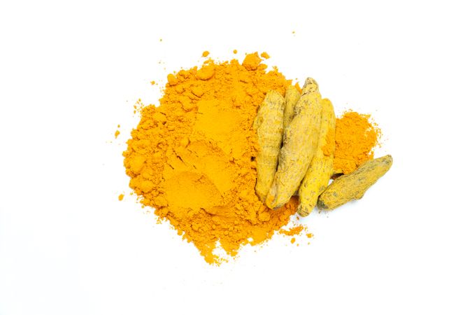 Fragrant seasoning - turmeric, isolated on plain background