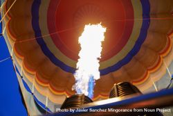 Close up of flame heating hot air balloon before flight 0L6oX4