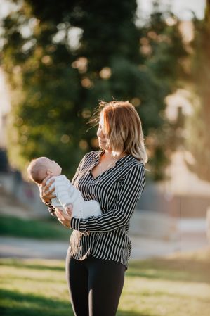 young mother and his baby with down syndrome