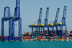 Container terminal by the sea