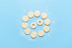 Uncooked raw dough prepared for donuts