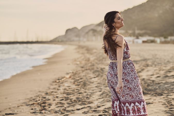 Woman with dress at the beach
