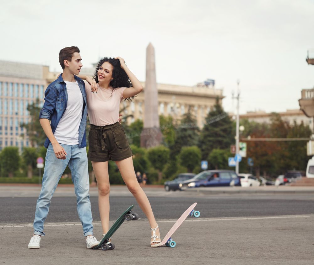 Teen male and female on a date