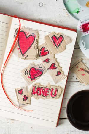 Love symbols hand painted in watercolor
