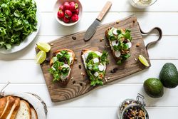 Vegetarian sandwiches on cutting board
