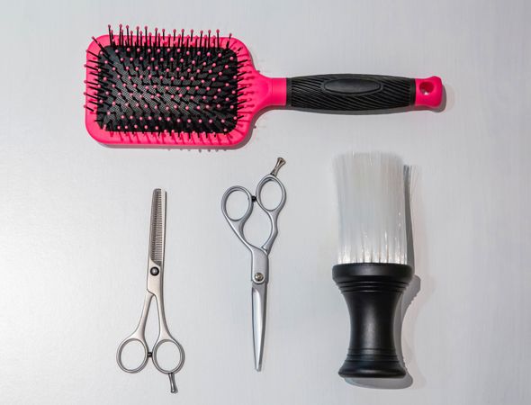 Hairdressing tools on table