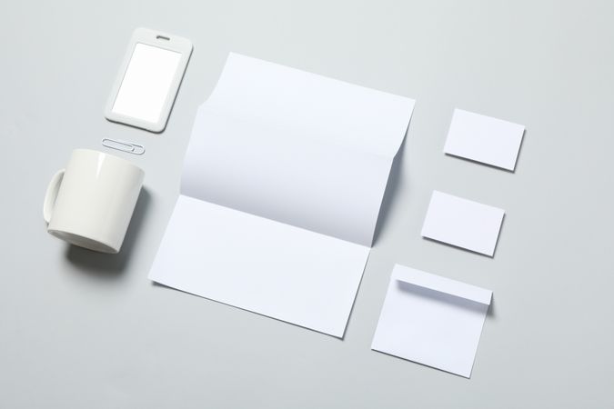Mockup business brand template on light gray background, space for text