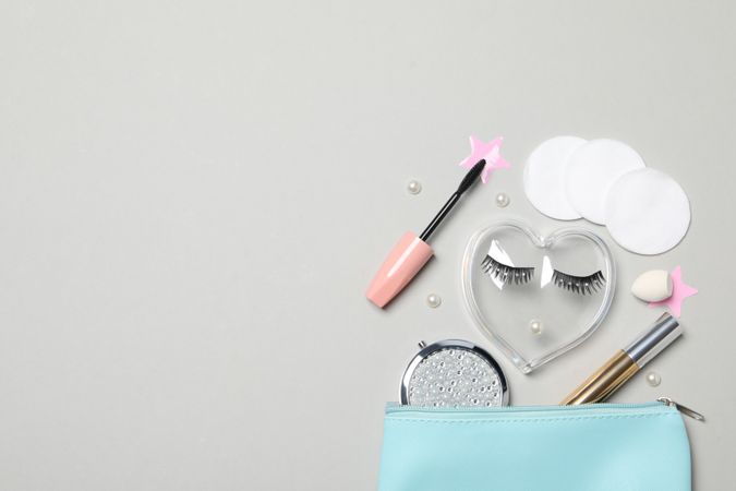 concept of cosmetology tools and beauty treatment, false eyelashes