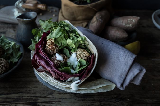 Fresh sweet potato falafel
