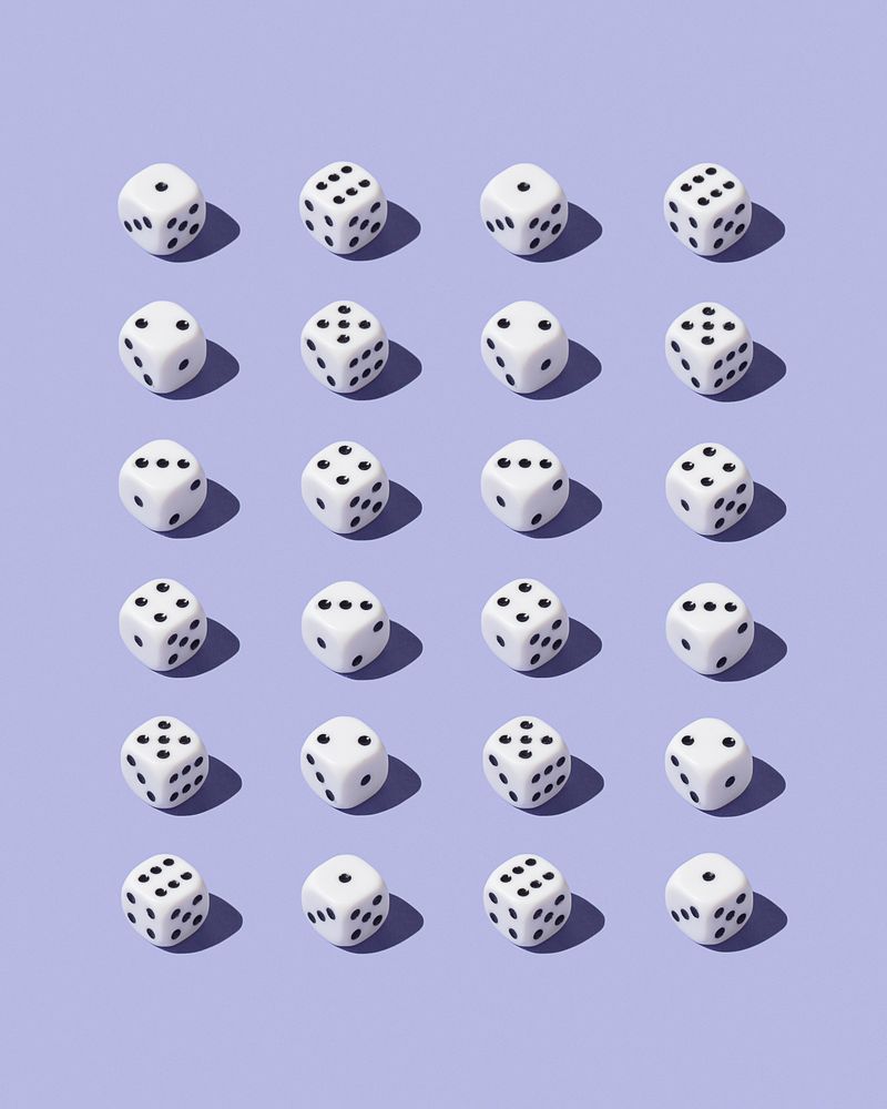 Dice over lavender background