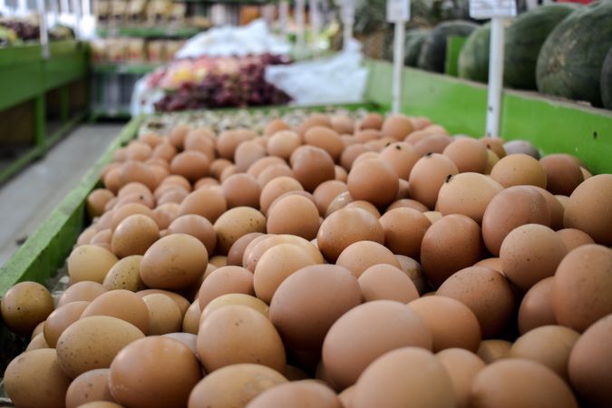 Eggs on display for sale in market