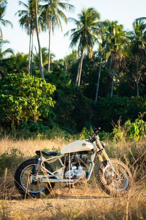 Motorcycle on roadside in countryside